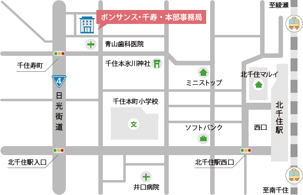 ボンサンス・千寿　本部事務局のマップ