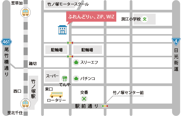 足立区精神障がい者自立支援センターのマップ